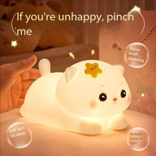 Rabbit‑Shaped Night Light, Soft Tap Night Light Ornament, Soft Touch, Office Desk, Bedroom & Kids Room Decor, Ambient Decorative Lamp, Ambient Lighting, Birthday Gift-YY1