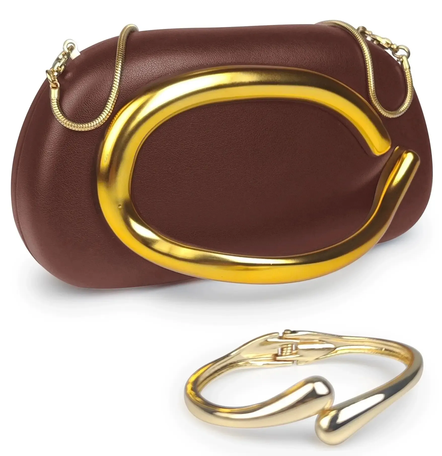 Elegant PU Leather Bags for Women, Wristlets Clutch with Bracelet 2-Piece Gift Set for Parties and Evening Outings, Accessories For Women, Evening Events, Waterdrop Shape, Wristlet, Cruelty-Free, Bag Set Women's Clutches & Wristlets