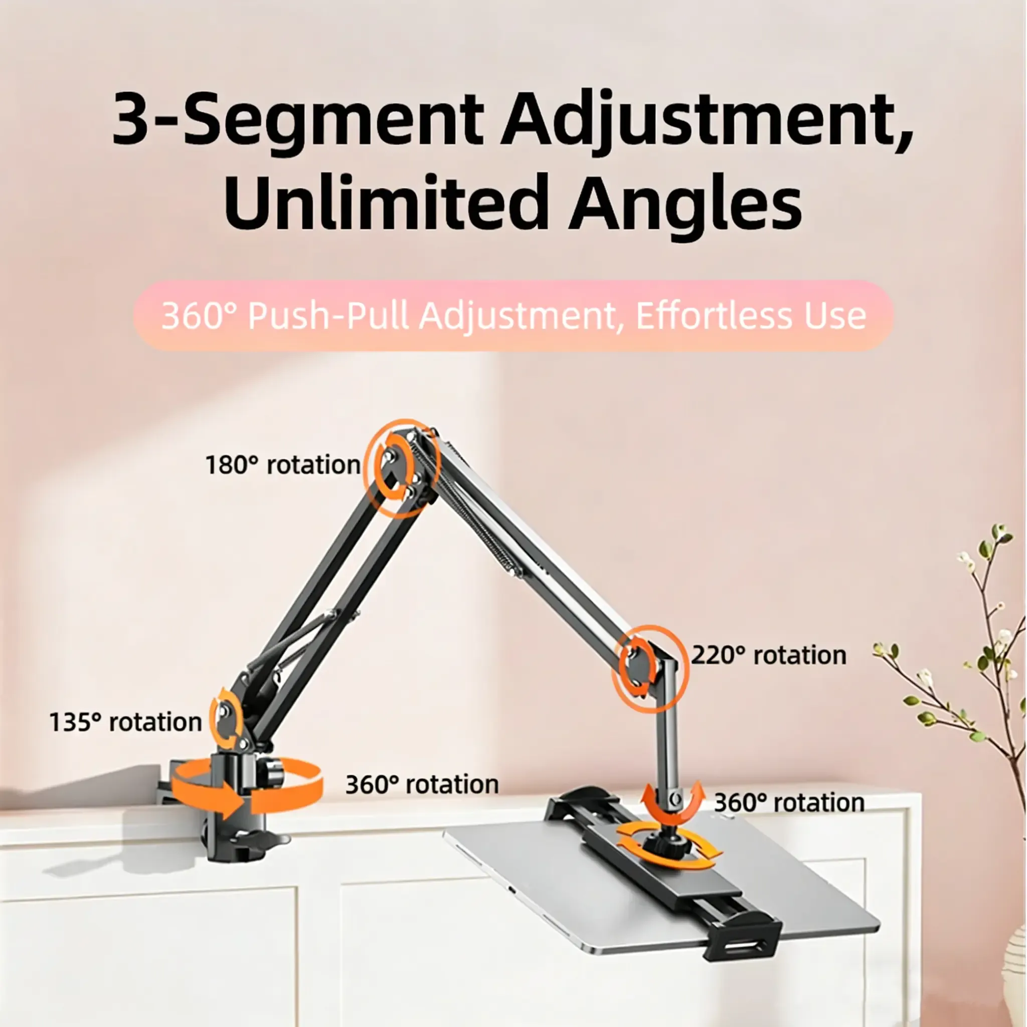 Tablet Stand,iPad Stand,Phone Holder,360-Degree Rotating Adjustable Metal Bed Frame for Tablet Desktop Suitable for iPad iPhone X iPad Pro 4.5-12.9-Inch Screen Smartphone Tablet Computers Kindle