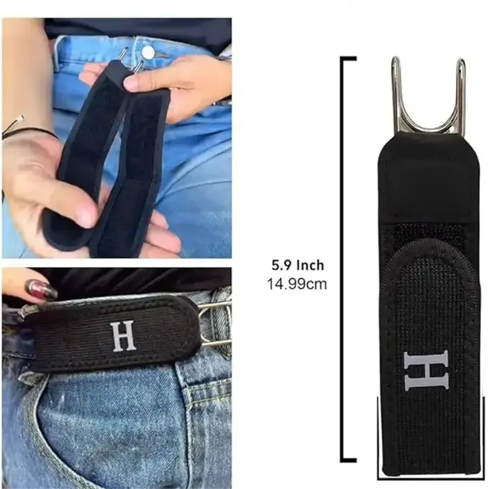 Elastic Belt with Metal Hook (4-Pack) – Unisex, Buckle-Free, Adjustable, Hole-Free Design – Invisible Belt for Adults – Suitable for Outdoor Work, Travel, and Casual Wear – Unique Father's Day Gift