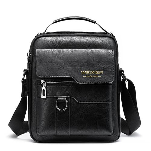 WEIXIER Men's PU Leather Crossbody Messenger Bag - Retro Street Vibe Multifunctional Bag, Large Capacity, Adjustable Strap, Everyday Carry for Business Travel, Daily Use, Unique Gifts for Man, Accessories Adults