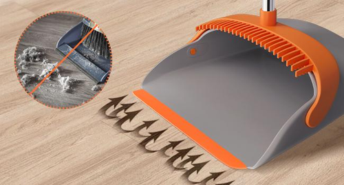 Broom with Dustpan Combo Set, Large Upright Brooms and Dust Pans with 52-inch Long Handle, Self-Cleaning with Dustpan Teeth. Perfect for Indoor Outdoor.