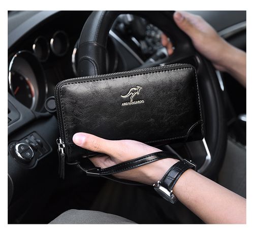 New Men's High-Capacity Dual-Zipper Clutch Wallet – RFID-Blocking, Multifunctional Zippered Card Holder & Long Wallet