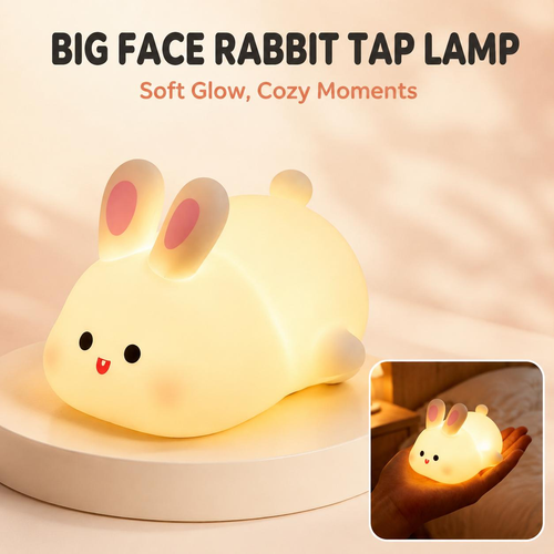 Rabbit‑Shaped Night Light, Soft Tap Night Light Ornament, Soft Touch, Office Desk, Bedroom & Kids Room Decor, Ambient Decorative Lamp, Ambient Lighting, Birthday Gift-YY1