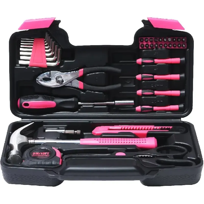39-Piece Basic Tool Kit – Multifunctional household hand tool set with storage case,ideal for home repairs, college dorm essentials, DIY projects, and gifting.