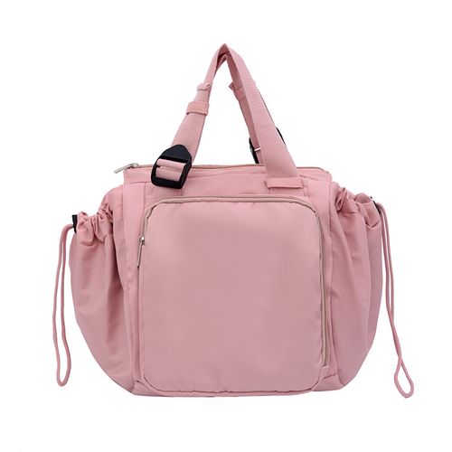 Women's Nylon Plain Multi-Use Mom Outing Backpack, 15-Pocket Hands-Free Casual Travel Diaper Bag Organizer, Lightweight Oxford Double-Shoulder Bag with Zippered Hidden Pocket (Soft Khaki, Blue, Black), Diaper Bags