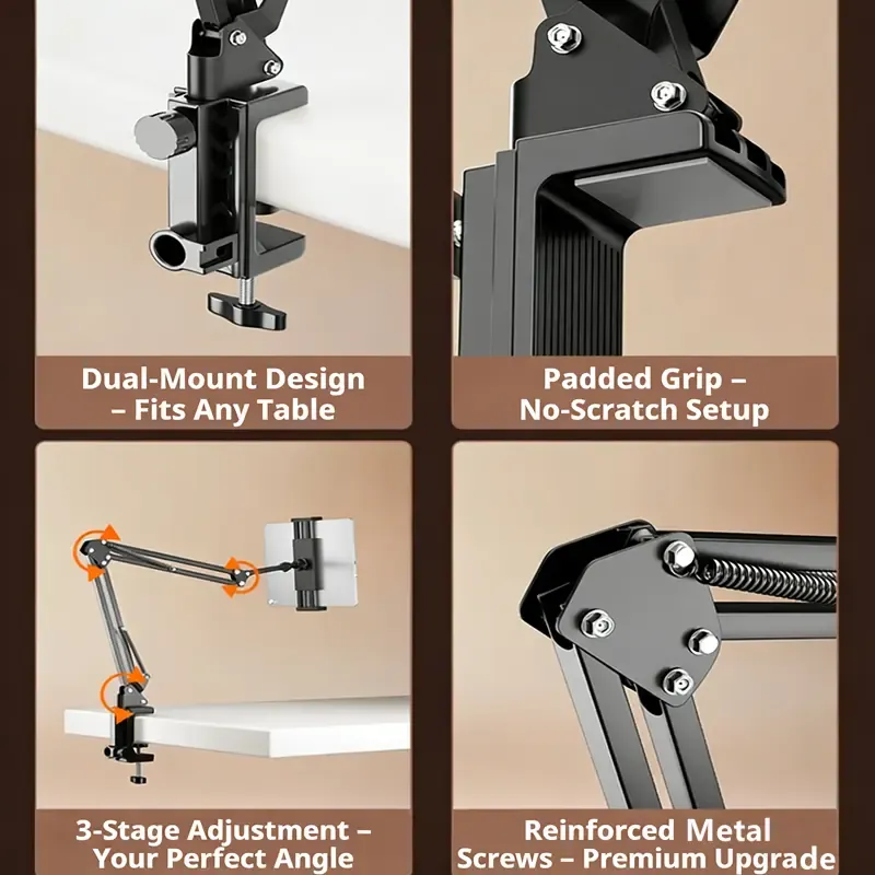 Tablet Stand,iPad Stand,Phone Holder,360-Degree Rotating Adjustable Metal Bed Frame for Tablet Desktop Suitable for iPad iPhone X iPad Pro 4.5-12.9-Inch Screen Smartphone Tablet Computers Kindle