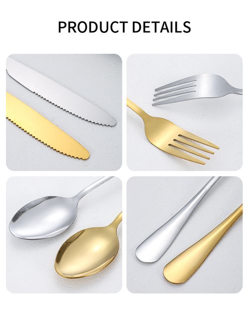 24-Piece Stainless Steel Cutlery Gift Set (Knives, Forks, and Spoons) – Silver and Gold
