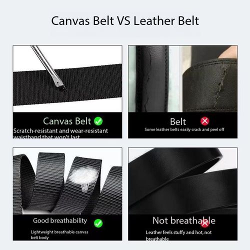 Men's Breathable Nylon Belt with Automatic Buckle (Trim-to-Fit, Approx. 59 Inches) – Versatile Woven Canvas Belt Suitable for Outdoor Tactical Training and Casual Daily Wear