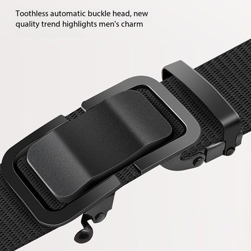Men's Breathable Nylon Belt with Automatic Buckle (Trim-to-Fit, Approx. 59 Inches) – Versatile Woven Canvas Belt Suitable for Outdoor Tactical Training and Casual Daily Wear