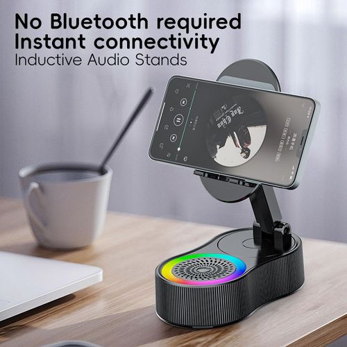 New induction phone stand, power bank, blue tooth speaker, desktop live streaming audio system