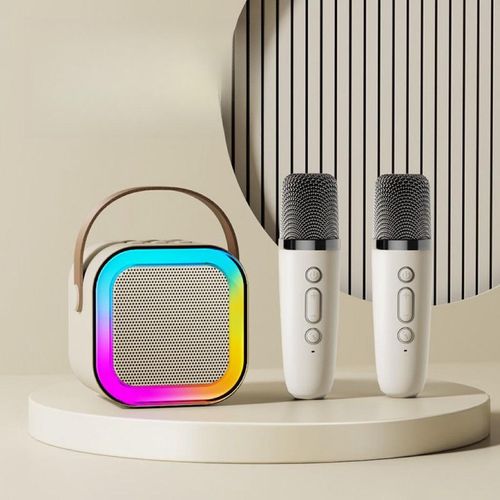 Bluetooth karaoke speaker, small audio system, wireless microphone, microphone all-in-one machine, high appearance, horizontal bass