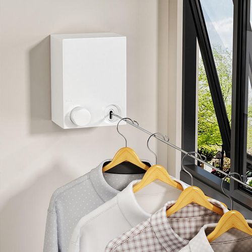 A telescopic and non-sagging indoor clothes drying rope suitable for balconies, wall-mounted clothes drying rope