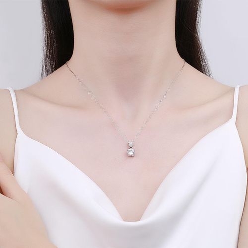 Luxurious silica pendant necklace for women, fashionable 925 sterling silver jewelry, water drop VVS D 1CT silica necklace