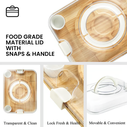 Portable Bamboo Charcuterie Board with Secure-Lock Lid
