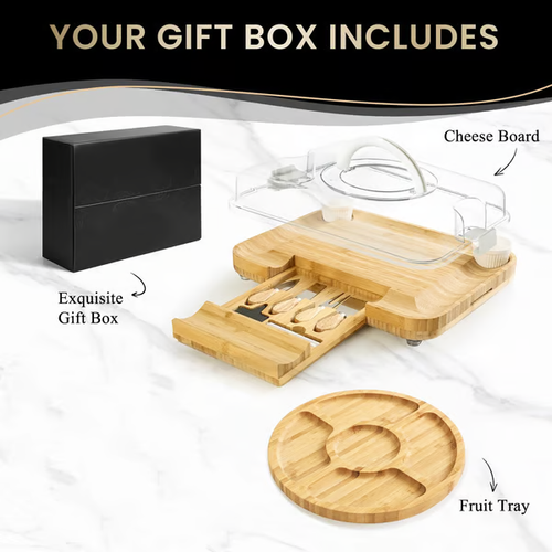 Portable Bamboo Charcuterie Board with Secure-Lock Lid