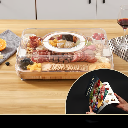 Portable Bamboo Charcuterie Board with Secure-Lock Lid