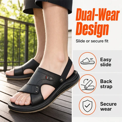 ✨🔥Herren Leder-Sandalen 2-in-1 Slip-On – Outdoor & Strand-Hausschuhe