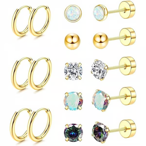 8 Pairs Hypoallergenic Earrings