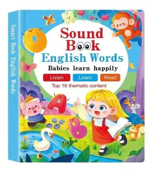 Usb C Rechargeable Touch Control Children's Book Printing Audio Books Early Learning Sound Book English Words for Kids