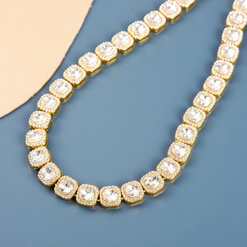 12mm Square Cut Moissanite Tennis Necklace – Full Ice Brilliant Cut, Unisex Symbol of Love & Friendship, Perfect Birthday, Anniversary, Valentine's or New Year Gift for Him or Her