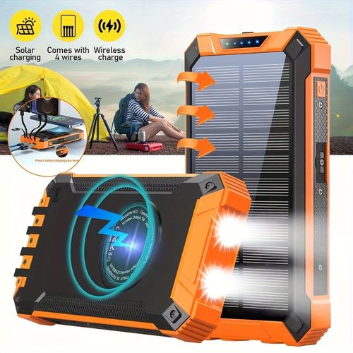 😍Solar Charger Power Bank 20000mAh Waterproof with Built-in Compass & LED Light💡