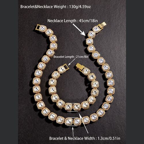 12mm Square Cut Moissanite Tennis Necklace – Full Ice Brilliant Cut, Unisex Symbol of Love & Friendship, Perfect Birthday, Anniversary, Valentine's or New Year Gift for Him or Her