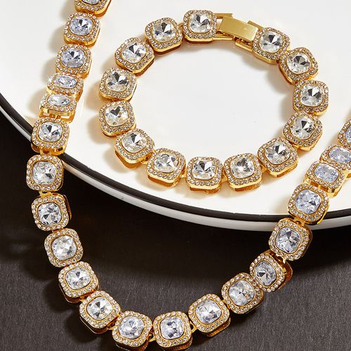 12mm Square Cut Moissanite Tennis Necklace – Full Ice Brilliant Cut, Unisex Symbol of Love & Friendship, Perfect Birthday, Anniversary, Valentine's or New Year Gift for Him or Her