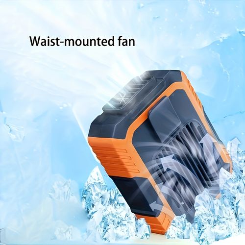 Portable Waist Fan 3-in-1 – Rechargeable Hands-Free Cooling Fan with LED Light & Power Bank. High-Power USB Fan for Outdoor Work, Camping, Travel, or Indoor Use. Stay Cool Anywhere! 💨🔋