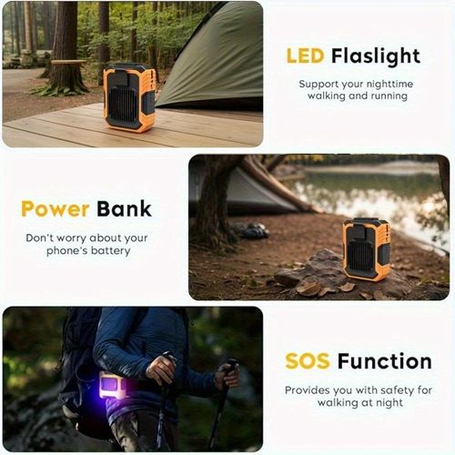 Portable Waist Fan 3-in-1 – Rechargeable Hands-Free Cooling Fan with LED Light & Power Bank. High-Power USB Fan for Outdoor Work, Camping, Travel, or Indoor Use. Stay Cool Anywhere! 💨🔋