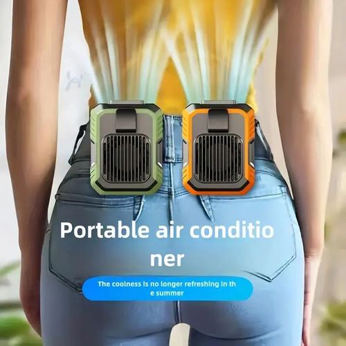 Portable Waist Fan 3-in-1 – Rechargeable Hands-Free Cooling Fan with LED Light & Power Bank. High-Power USB Fan for Outdoor Work, Camping, Travel, or Indoor Use. Stay Cool Anywhere! 💨🔋