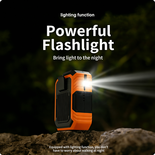 Portable Waist Fan 3-in-1 – Rechargeable Hands-Free Cooling Fan with LED Light & Power Bank. High-Power USB Fan for Outdoor Work, Camping, Travel, or Indoor Use. Stay Cool Anywhere! 💨🔋