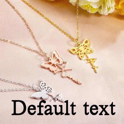 Custom Birth Butterfly Name Necklace, Sterling Silver 925 Women's Jewelry, Birthday Bridesmaid Mother's Day Gift for Mom Wife Family Best Friends