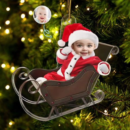 Foto personalizzata di un bambino carino - Regalo di Natale per la famiglia, i nuovi genitori - Ornamento acrilico personalizzato a forma di foto