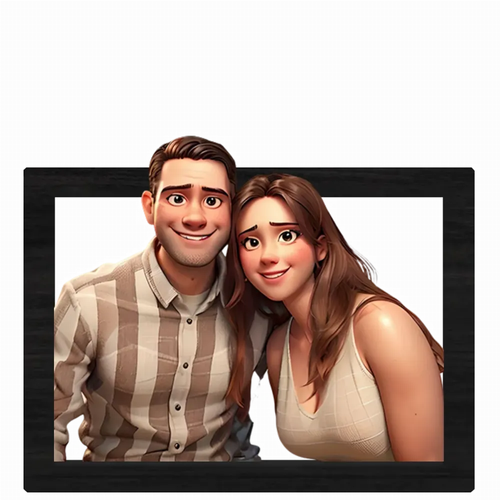 Custom 3D Cartoon Style Wooden Photo Frame – Transform Your Memories into Art!