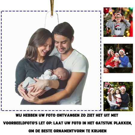 Custom Photo Baby's eerste kerst getrouwd-cadeau voor familie, nieuwe ouders-gepersonaliseerde acryl foto-ornament