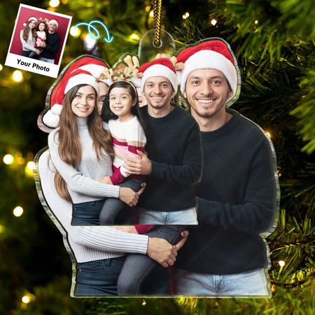 Foto de família personalizada - Prenda de Natal para a família, pais - Ornamento personalizado com foto em acrílico