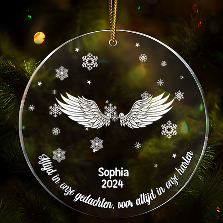 Aangepaste foto Je vleugels waren klaar-kerstcadeau, herdenkingsgeschenk, familiegedenkcadeau-gepersonaliseerde cirkel acryl ornament