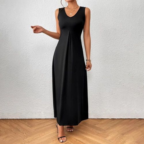 Modern Plain Sleveless Maxi Dress