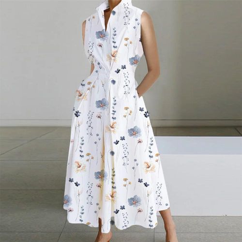 Basic Sleeveless Print Maxi Dress