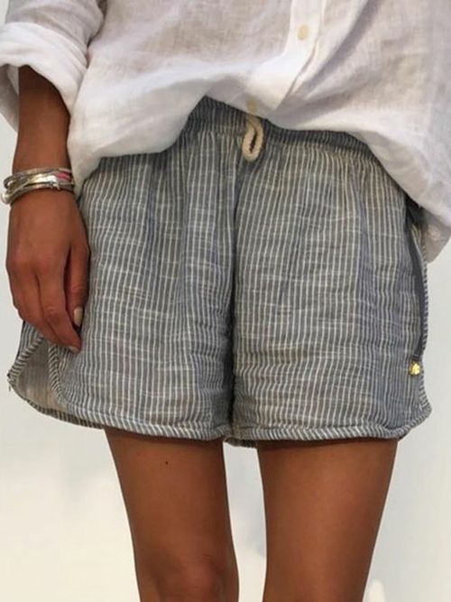 Stripes Women Casual Summer Shorts Shorts