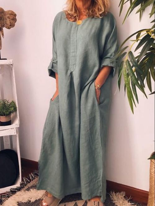 Women's Casual Dress Cotton Linen Dress Shift Dress Maxi long Dress Bamboo Fashion Modern Outdoor Daily Vacation Crew Neck Pocket Long Sleeve Summer Spring Fall 2023 Regular Fit Black Yellow Wine
#9548517