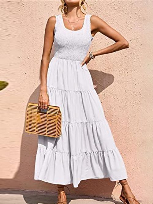 Women's Long Dress Maxi Dress Casual Dress Swing Dress Summer Dress Plain Modern Casual Daily Holiday Vacation Ruched Ruffle Short Sleeve U Neck Dress Slim Black White Pink Summer Spring S M L XL
#9542060