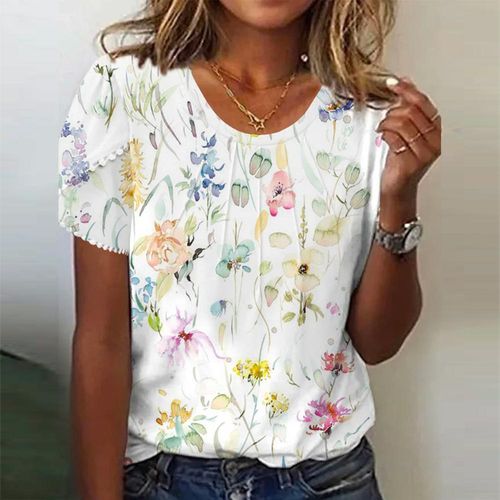 Comfy Floral Print Short Sleeve Top