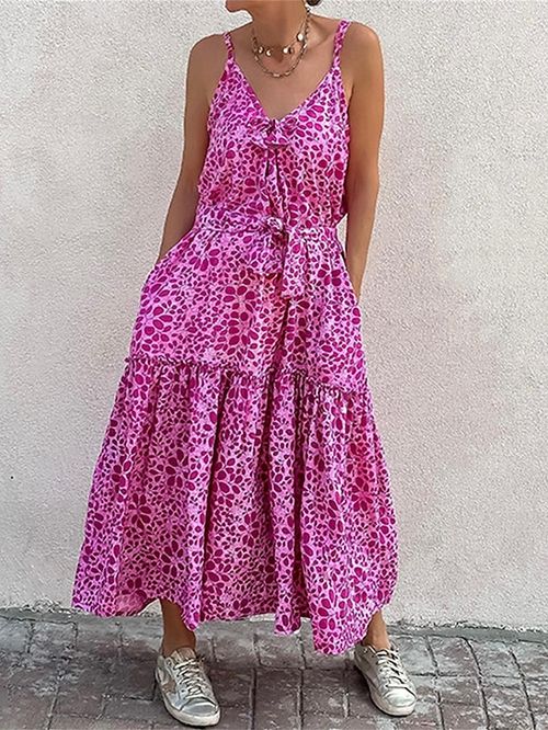 Women's Long Dress Maxi Dress Casual Dress Floral Dress Summer Dress Floral Streetwear Casual Outdoor Daily Holiday Pocket Print Sleeveless Strap Dress Regular Fit Fuchsia Summer Spring S M L XL
#9551566