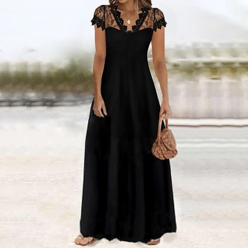 Stylish Plain Short Sleeve Maxi Dress