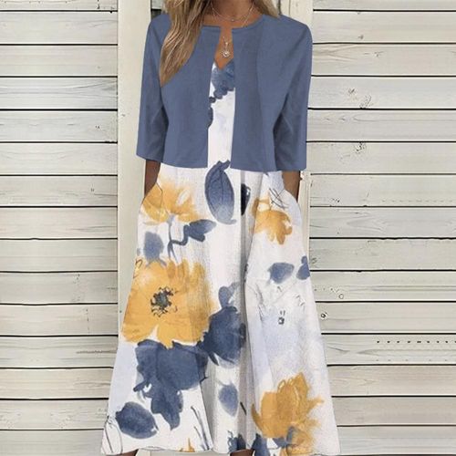 Romantic Print Side Pocket Midi Dress