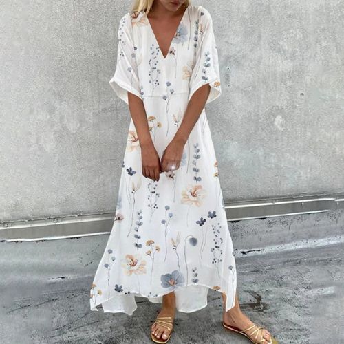 Basic White Half Sleeve Maxi Dress