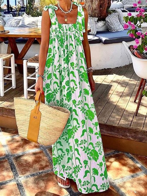 Women's Long Dress Maxi Dress Casual Dress Floral Dress Summer Dress Floral Streetwear Casual Outdoor Daily Holiday Print Sleeveless U Neck Dress Regular Fit Orange Green Summer Spring S M L XL
#9549804