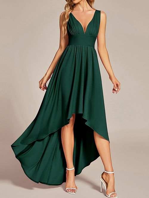 Women's Wedding Guest Dress Party Dress Swing Dress Long Dress Maxi Dress Wine Army Green Royal Blue Sleeveless Pure Color Ruched Summer Spring Fall V Neck Party Birthday Wedding Guest Summer Dress
#9548484